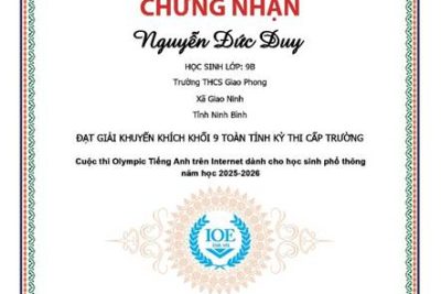 VINH DANH HỌC SINH THAM GIA KÌ THI OLYMPIC TIẾNG ANH TRÊN INTERNET (IOE) CẤP TRƯỜNG NĂM HỌC 2025–2026